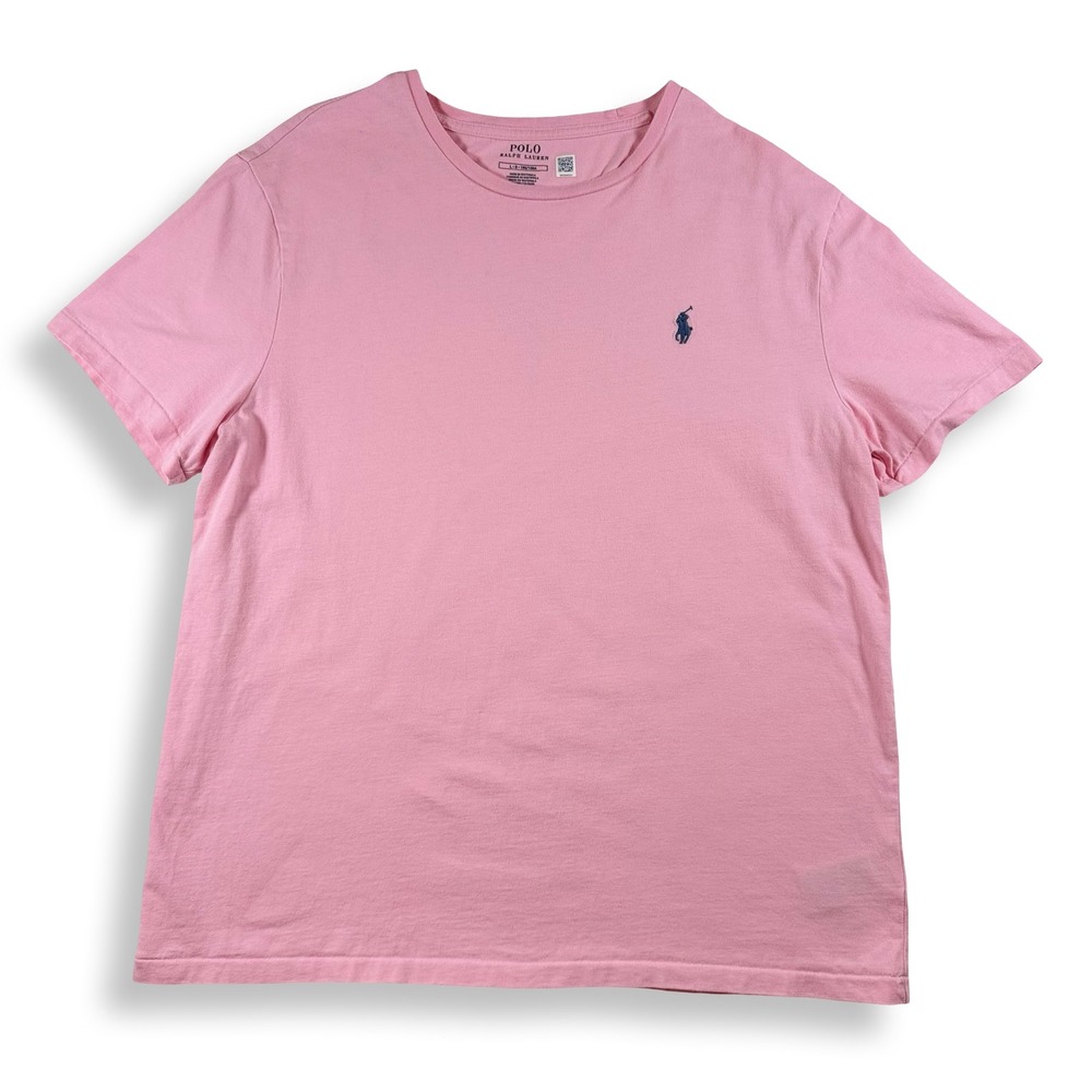 Polo Ralph Lauren Mens Large Pink Cotton Short Sleeve Crewneck Pony Logo T-Shirt